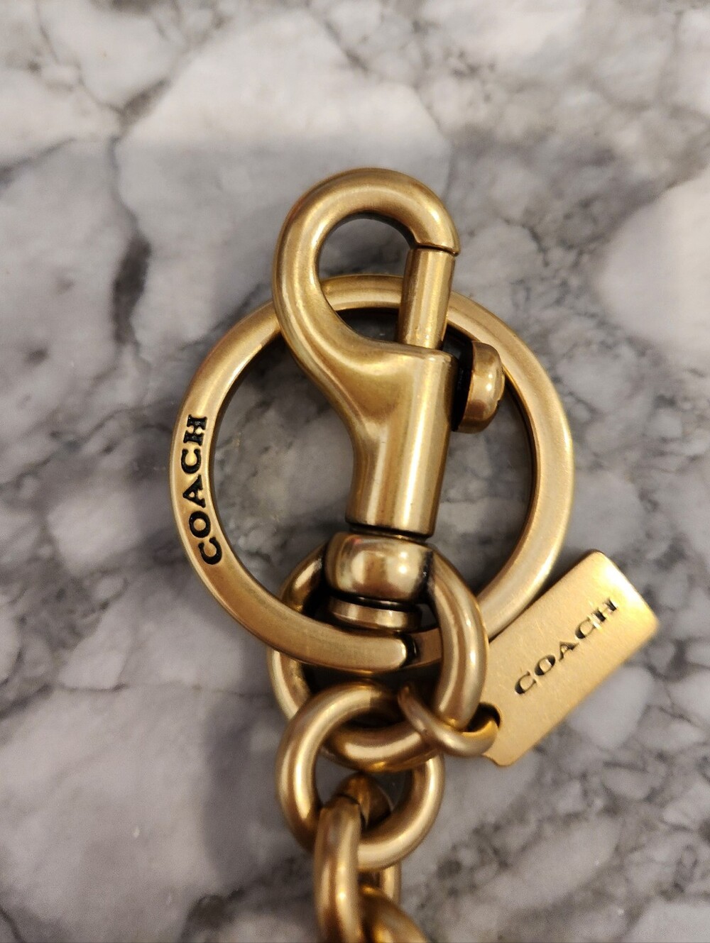 Coach Solid Signature C Bag Charm Keychain Key Fob CZ439 Brass Gold! - Picture 5 of 5